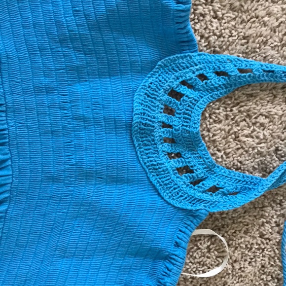 Blue tank top with tassels - Picture 3 of 4